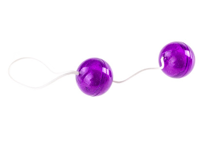 purple loveballs sex toy isolated over a white backgroundの写真素材