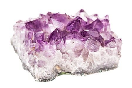 Beautiful amethyst druse close-up on white background - semiprecious gem used for jewelsの写真素材
