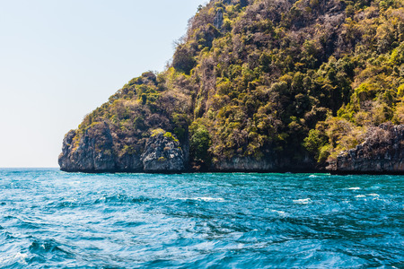The majestic cliffs of Phi Phi Island tropical paradise, Thailand, in the summerの写真素材