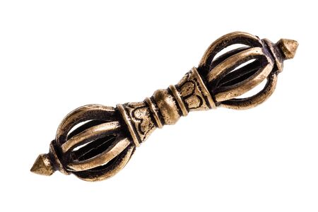 a vajra,  a ritual object used in buddhist ceremonies, isolated over a white background