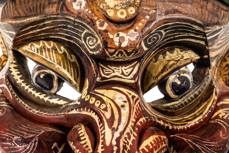 detail shot of an ancient japanese traditional maskの写真素材
