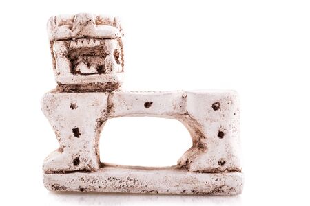 a reproduction of the the jaguar throne in the inner chamber of El Castillo isolated over a white backgroundの写真素材