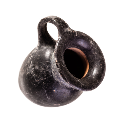 Daunian jug, Terracotta, Subgeometric style isolated over a white backgroundの写真素材