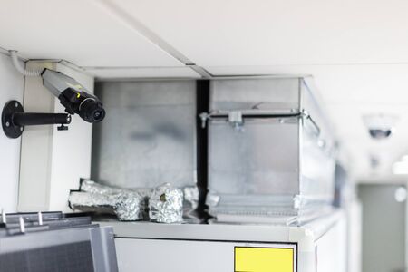 a cctv security surveillance camera in a server roomの写真素材