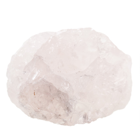 close up shot of a fragment of rose quartz mineral isolated on a white backgroundの写真素材