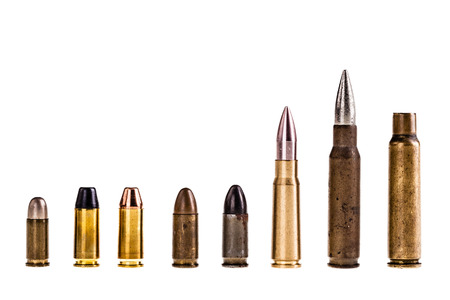 different type of bullets isolated over a white backgroundの写真素材