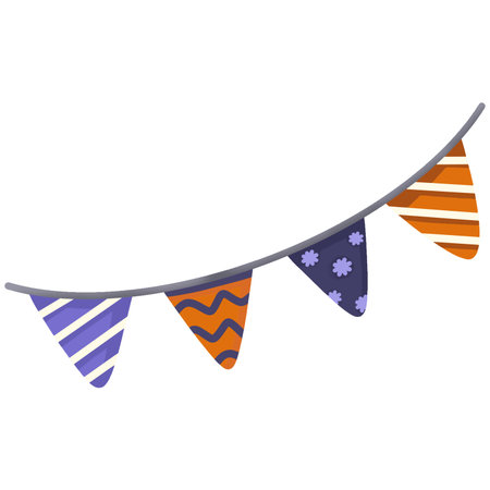 Banner with colorful flags in orange and purple.のイラスト素材