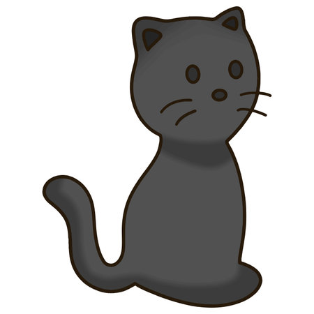 A cute black cat cartoon is sitting.のイラスト素材