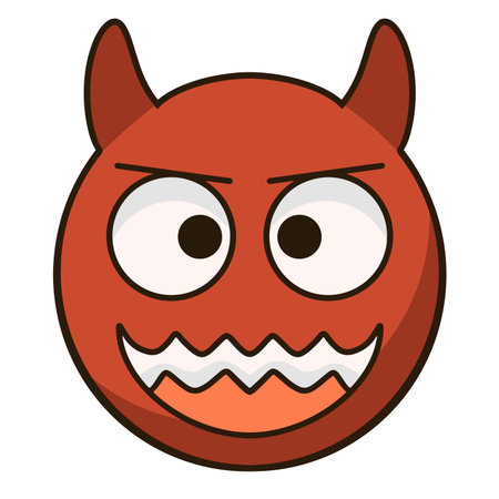 A cartoon red devil with big eyes and a big mouth.のイラスト素材