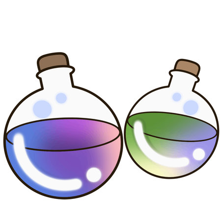 Two brightly colored bottles of witch potionのイラスト素材