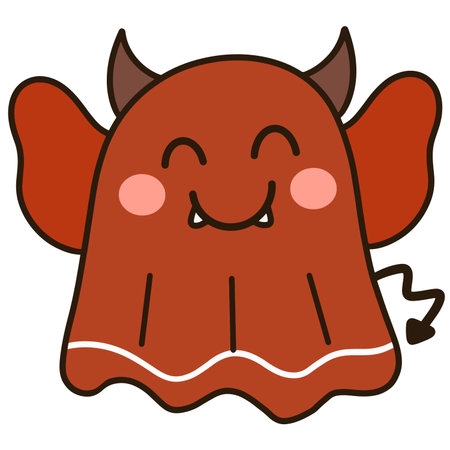 A cartoon red devil with horns and a smile.のイラスト素材