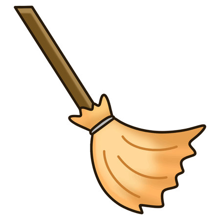 Witch's broom with a handle and long handleのイラスト素材