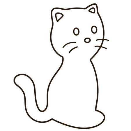 Black line icon of a cat sitting on a transparent background.のイラスト素材