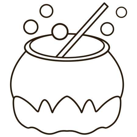 The witch's cauldron icon has air coming up.のイラスト素材