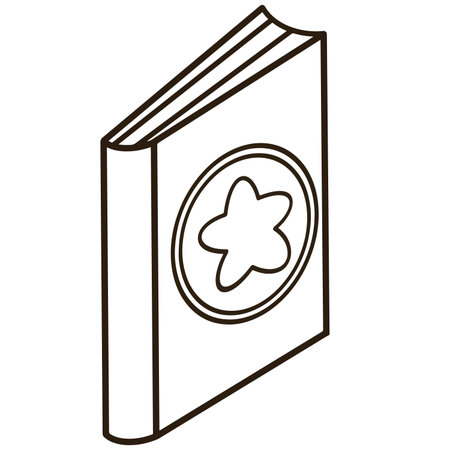 Black line icon of a magic book with a star coverのイラスト素材