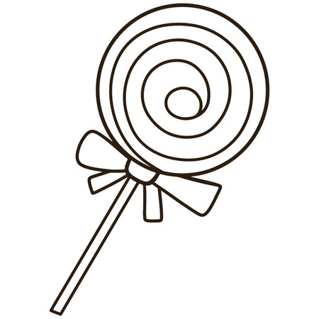 a lollipop with a bow on it coloring pageのイラスト素材