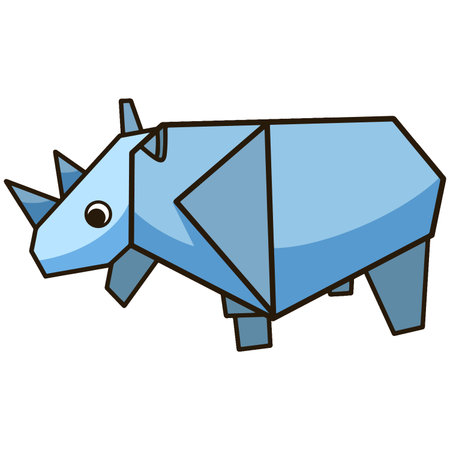 Cute blue origami rhinoceros clip artのイラスト素材