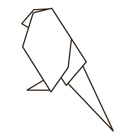 An origami parrot is sitting on a perch.のイラスト素材