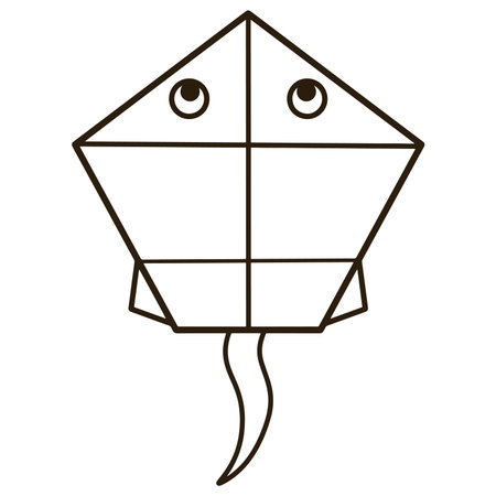 Origami stingray line icon with eyes and tailのイラスト素材