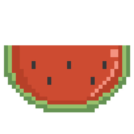 Red Watermelon Cartoon Pixel Artのイラスト素材
