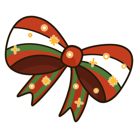 Red, green, white Christmas bowのイラスト素材