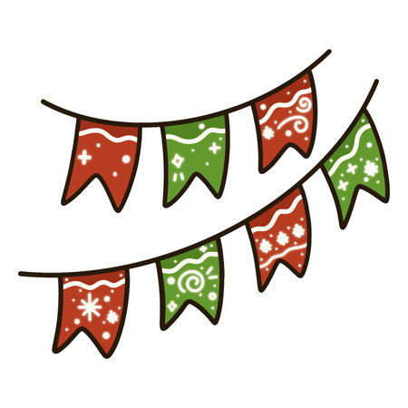 Red and green Christmas hanging flag clip artのイラスト素材