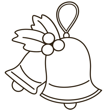 Christmas Bells Coloring Book for Kids with Holly on the Bellsのイラスト素材
