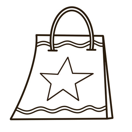 shopping bag with star coloring pageのイラスト素材