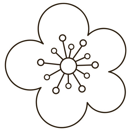 Peach Blossom Outline Icon coloring pageのイラスト素材