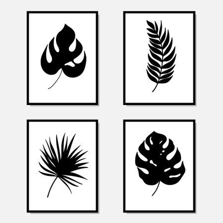 Set of creative minimalist hand drawn illustrations for wall decoration, postcard or brochure cover design. Hand draw vector design elements. Vector EPS10.のイラスト素材