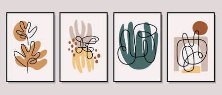 Set of creative minimalist hand drawn illustrations for wall decoration, postcard or brochure cover...