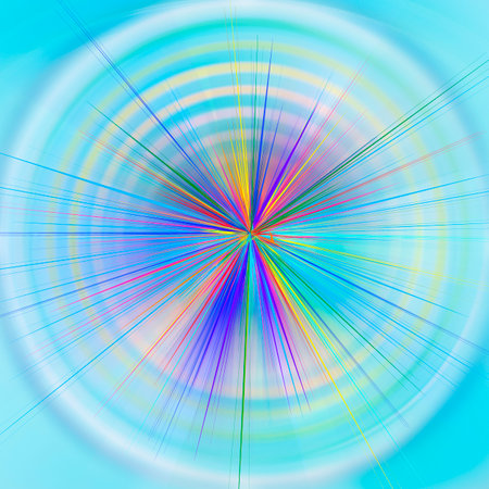abstract colorful background with radial, radiating, converging lines