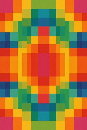 abstract colorful background with squares and rectangles in green, orange, yellow and red