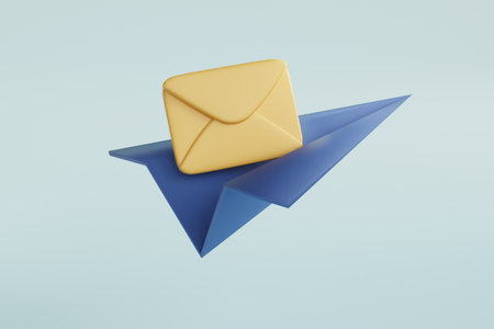 Message in modern style. Business marketing concept. Send message concept. Social media banner. Chat message icon. Newsletter 3d concept. 3d illustration isolated. Realistic 3d render sign.の写真素材