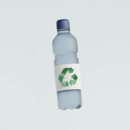Recycle plastic bottle with recyclable material sign. 3d render illustrationの写真素材