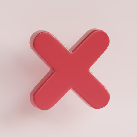 Red cross mark. 3d render illustration