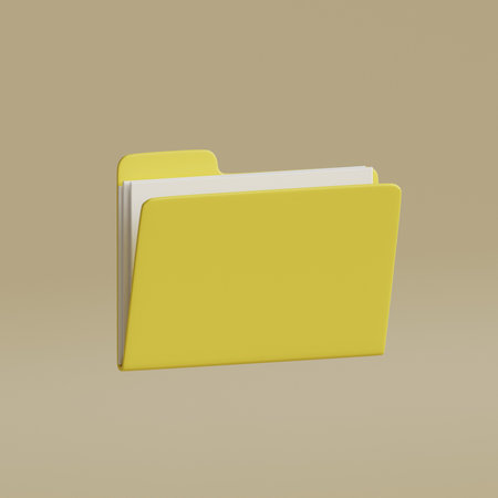 3d yellow portfolio folder and paper. 3d render illustrationの写真素材
