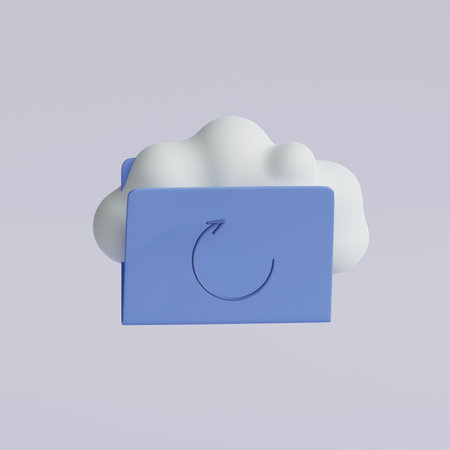 Cloud storage concept. File folder digital organization service. 3d render illustration