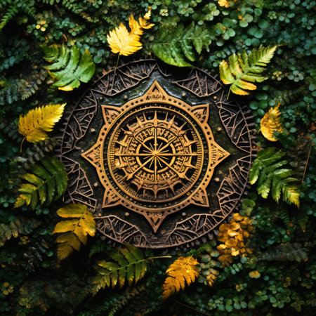 Mandala with intricate patterns inspired by a mystical forestの素材