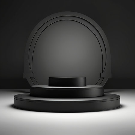 3d render of empty product podium blackの素材