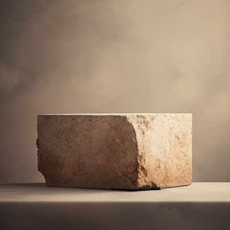 Rock podium, minimalism, empty middle space. Marketing for a meditation app, promoting natural materials in design, showcasing handcrafted productsの素材