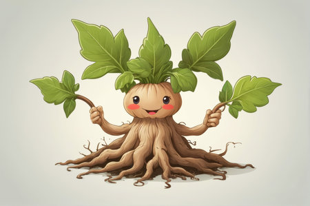 Cute illustration of mandrake rootの素材
