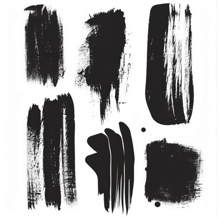 Set grunge Brush Stroke, Distressed, Black, Modern Textured, Dryの素材