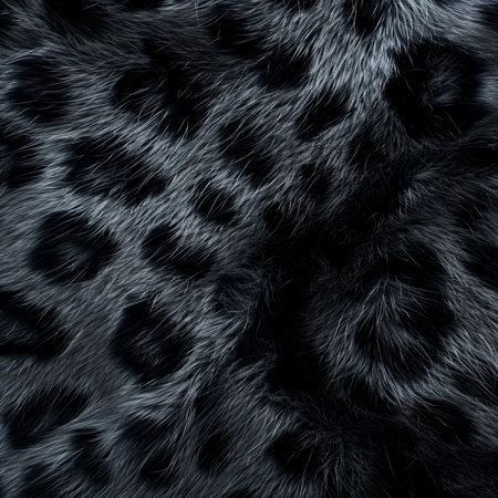Velvety black panther fur texture for a luxurious touch in designの素材