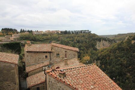 Sorano fortified medieval village in southern Tuscanyの写真素材