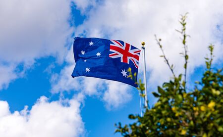 Australian Flag on a Flag Poleの写真素材