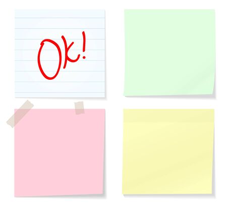 Collection of various note papers on white backgroundのイラスト素材