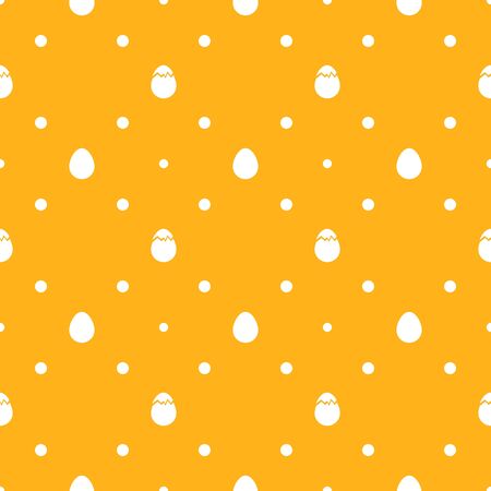 Easter seamless pattern  White eggs and dots on orange backgroundのイラスト素材