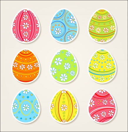 Collection of easter stickers  Ornate eggs のイラスト素材