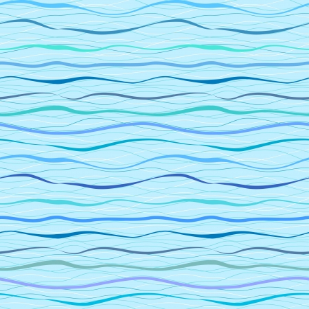 Horizontal blue wavy stripes and lines  Retro seamless patternのイラスト素材